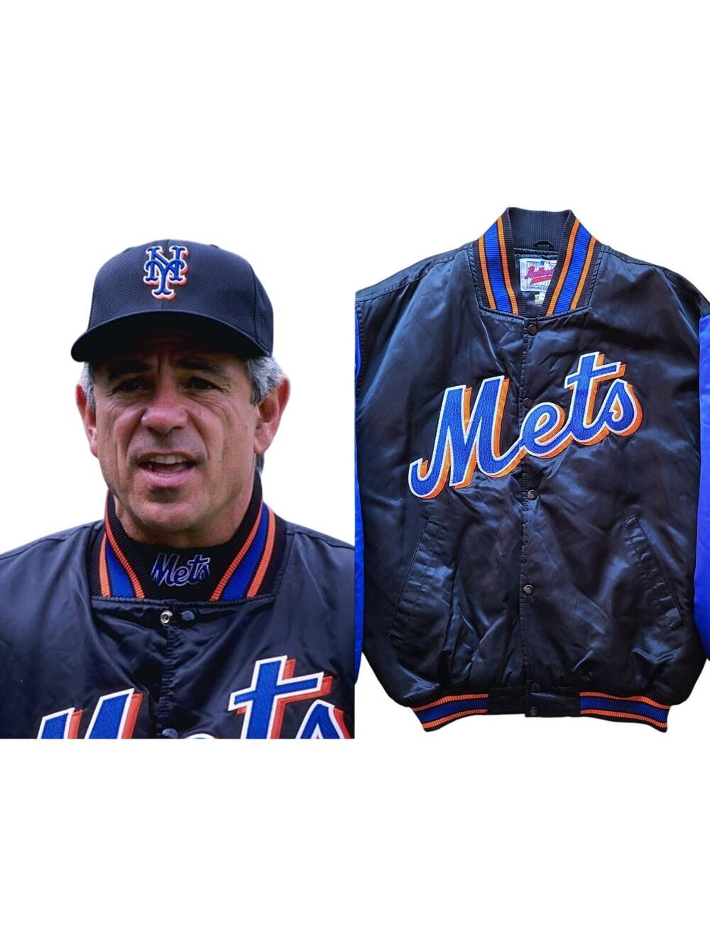 New York Mets 90s STARTER Diamond bomber Dugout jacket L black blue 1999 MLB vtg